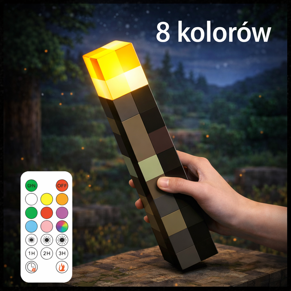 🔦 Pochodnia Pixelowa LED – Rozświetl swój świat jak w Minecraftcie