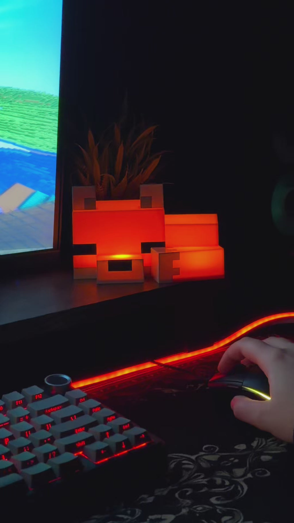 🦊 Lampka Pixelowy Lisek LED – Świat Minecrafta w Twoim pokoju